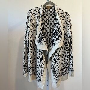 Beulah Black and Cream Patterned Cardigan